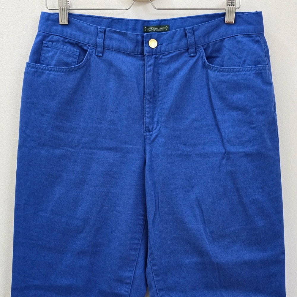 Lauren Ralph Lauren Blue Cotton Cropped Capri Pants Straight Leg Womens 10 - Picture 2 of 6